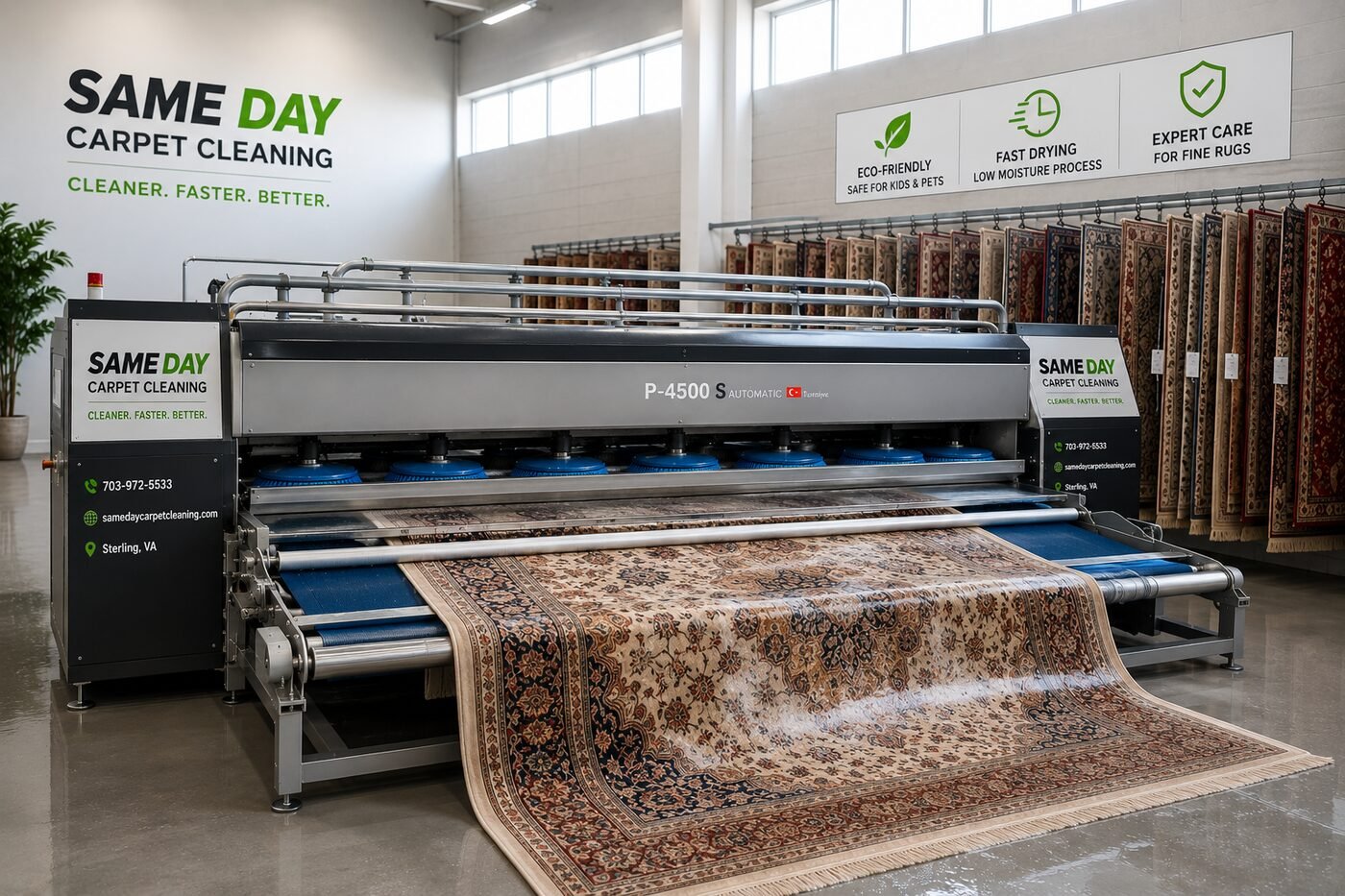 Area rug being cleaned in our facility